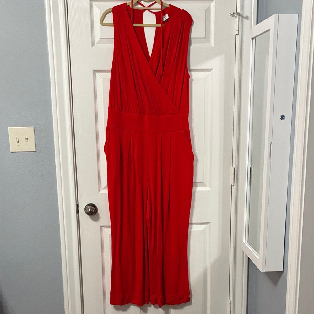 CAbi Vibrant Red cotton pant suit
